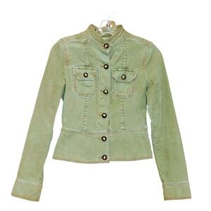 Vintage Y2K Old Navy Womens XS Military Jacket Green Corduroy Front Pockets